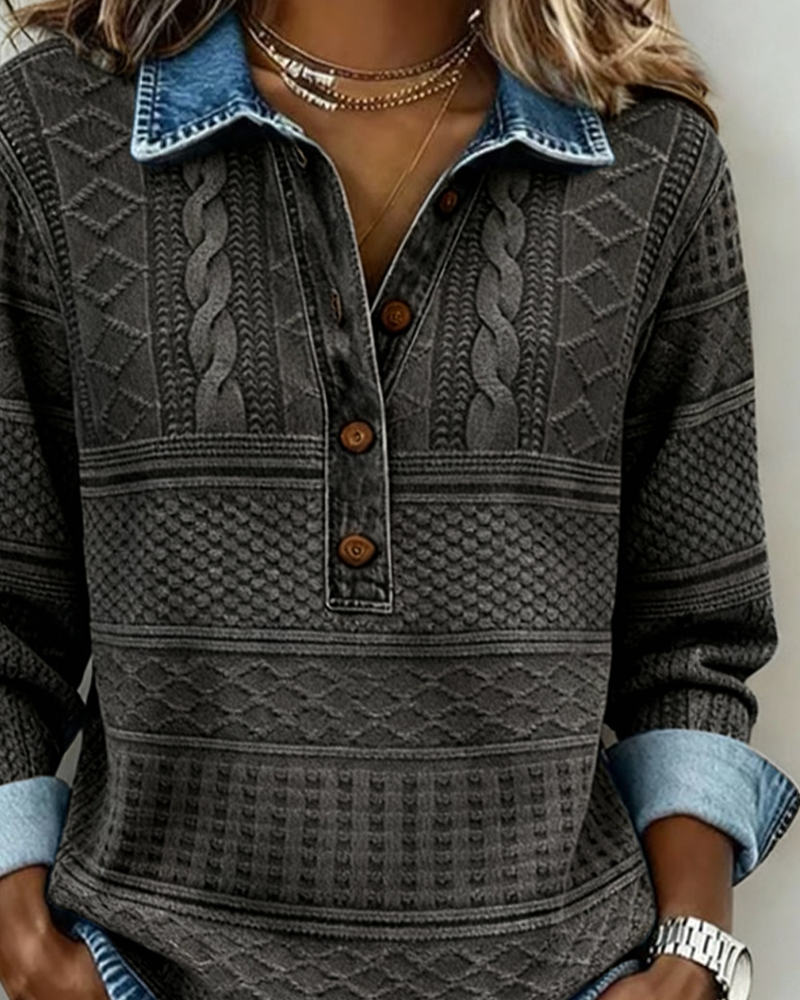 Kelli Womens Cable Knit Sweater with Collar