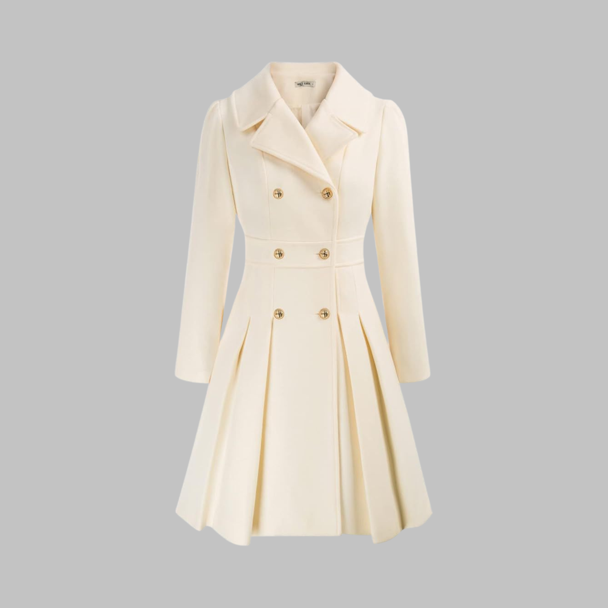 Dami Womens Double Button Coat with Long Sleeves in White