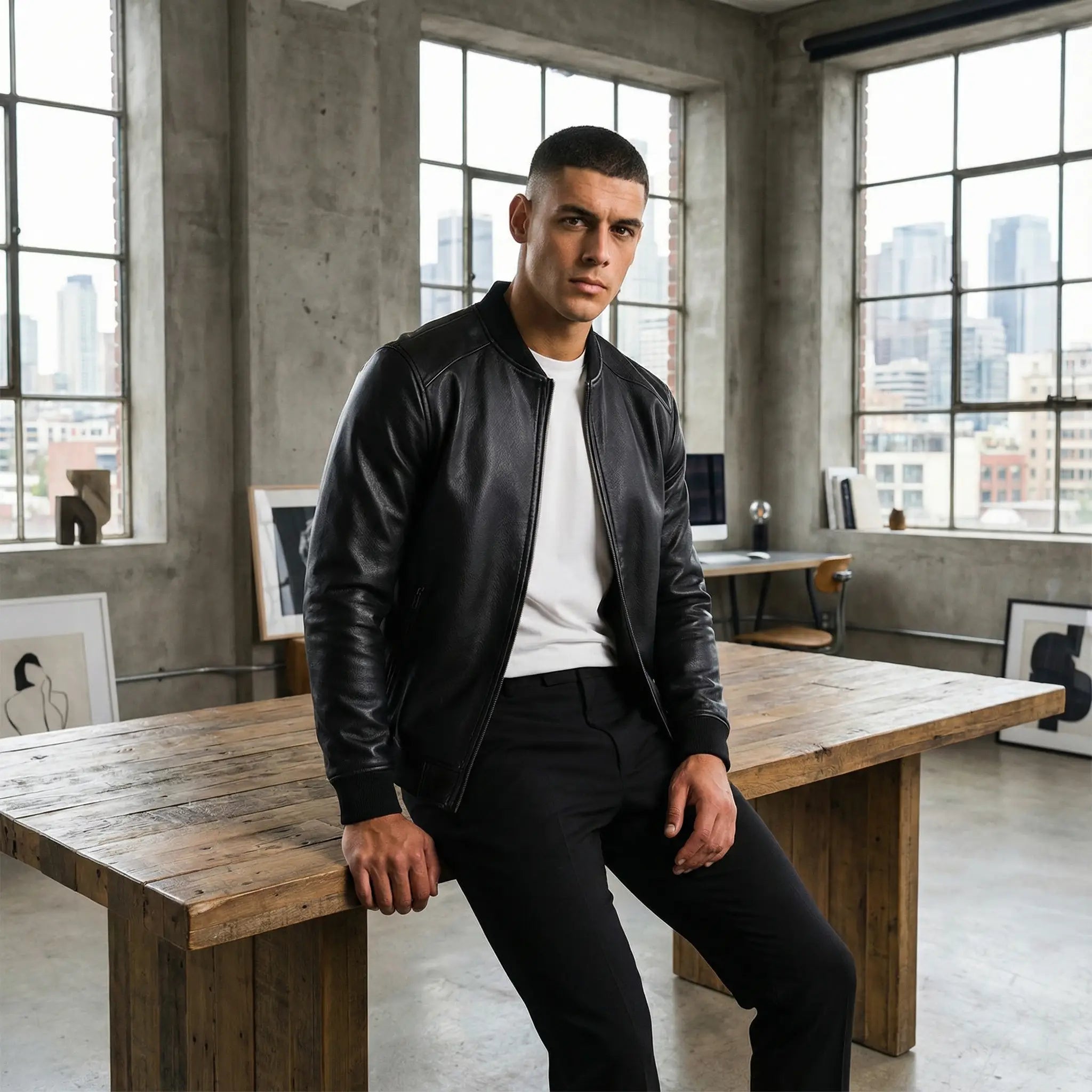 Men's Korean Style Leather Jacket – Minimalist Fit