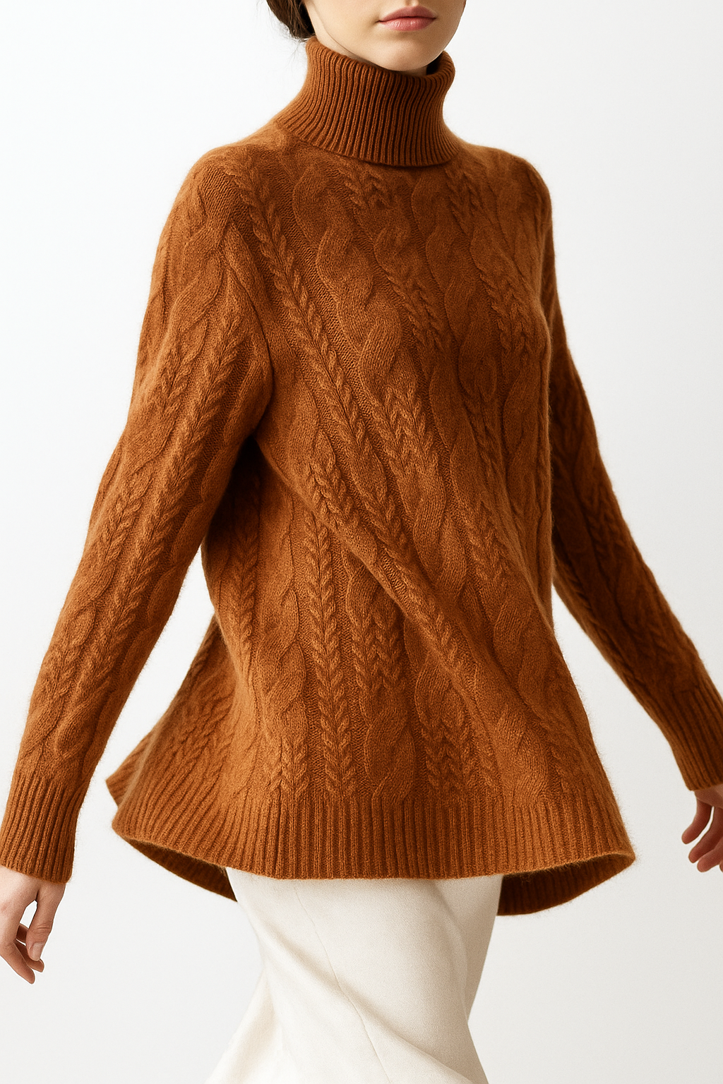 Rachel Womens Cable Knit Cashmere Blend Sweater