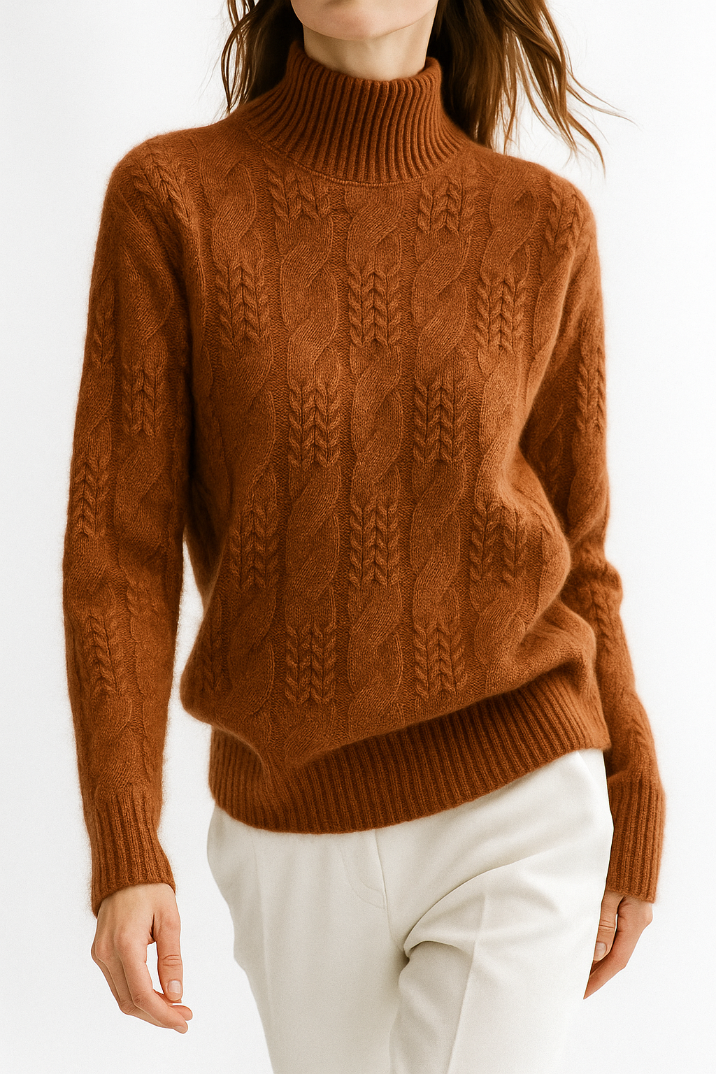 Rachel Womens Cable Knit Cashmere Blend Sweater