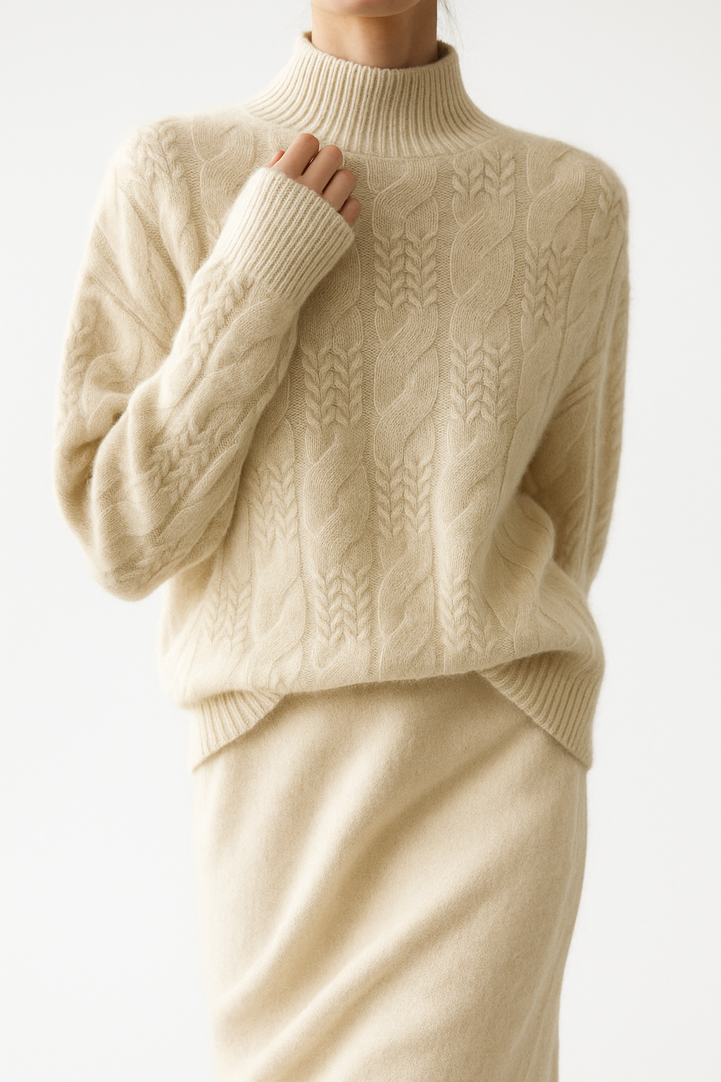 Rachel Womens Cable Knit Cashmere Blend Sweater