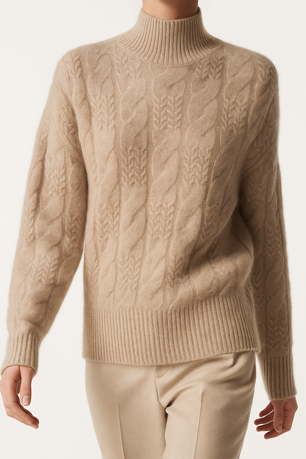 Rachel Womens Cable Knit Cashmere Blend Sweater