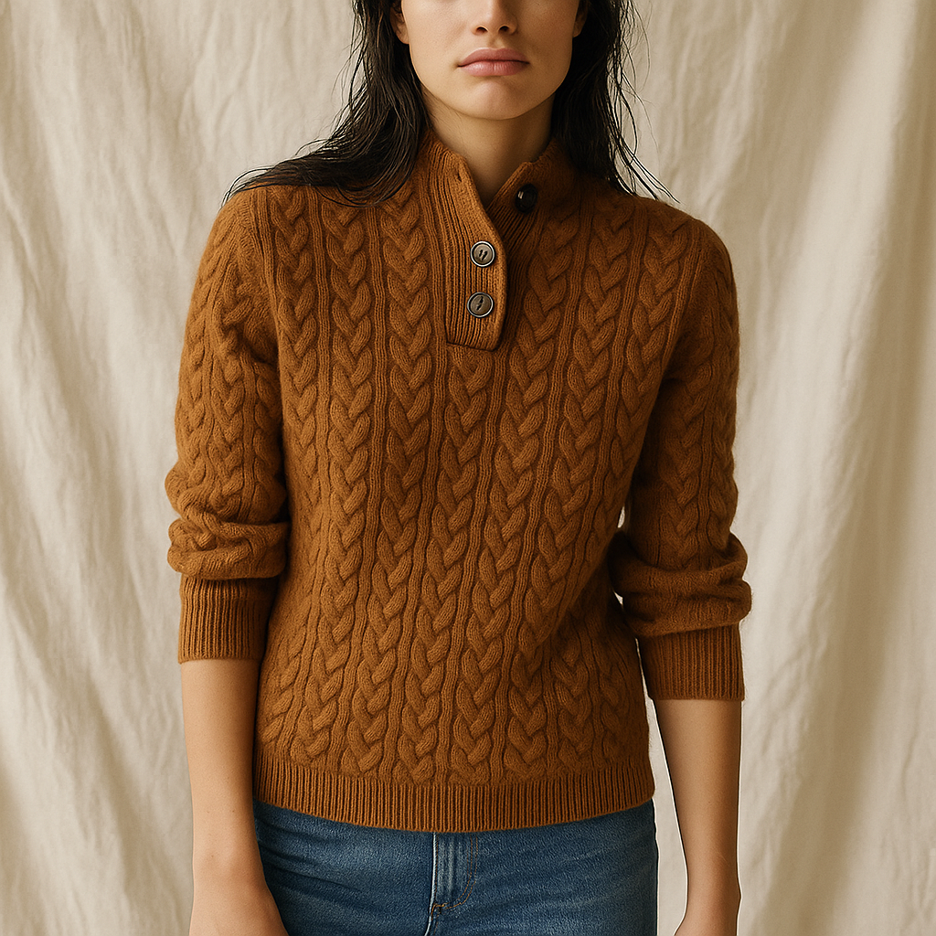 Arden Womens Button-Up Cable Knit Sweater