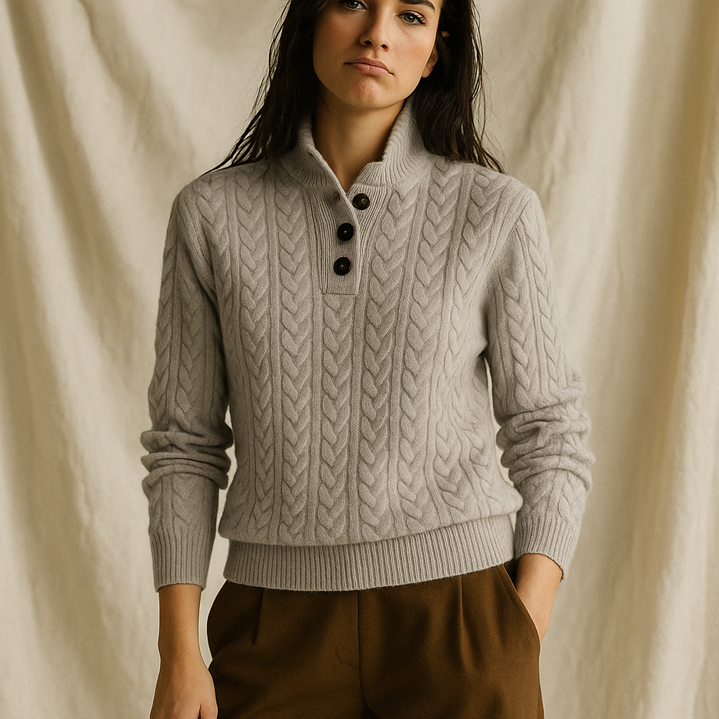 Arden Womens Button-Up Cable Knit Sweater