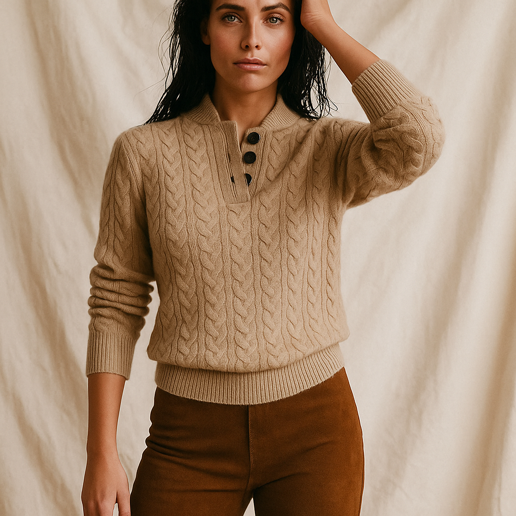 Arden Womens Button-Up Cable Knit Sweater