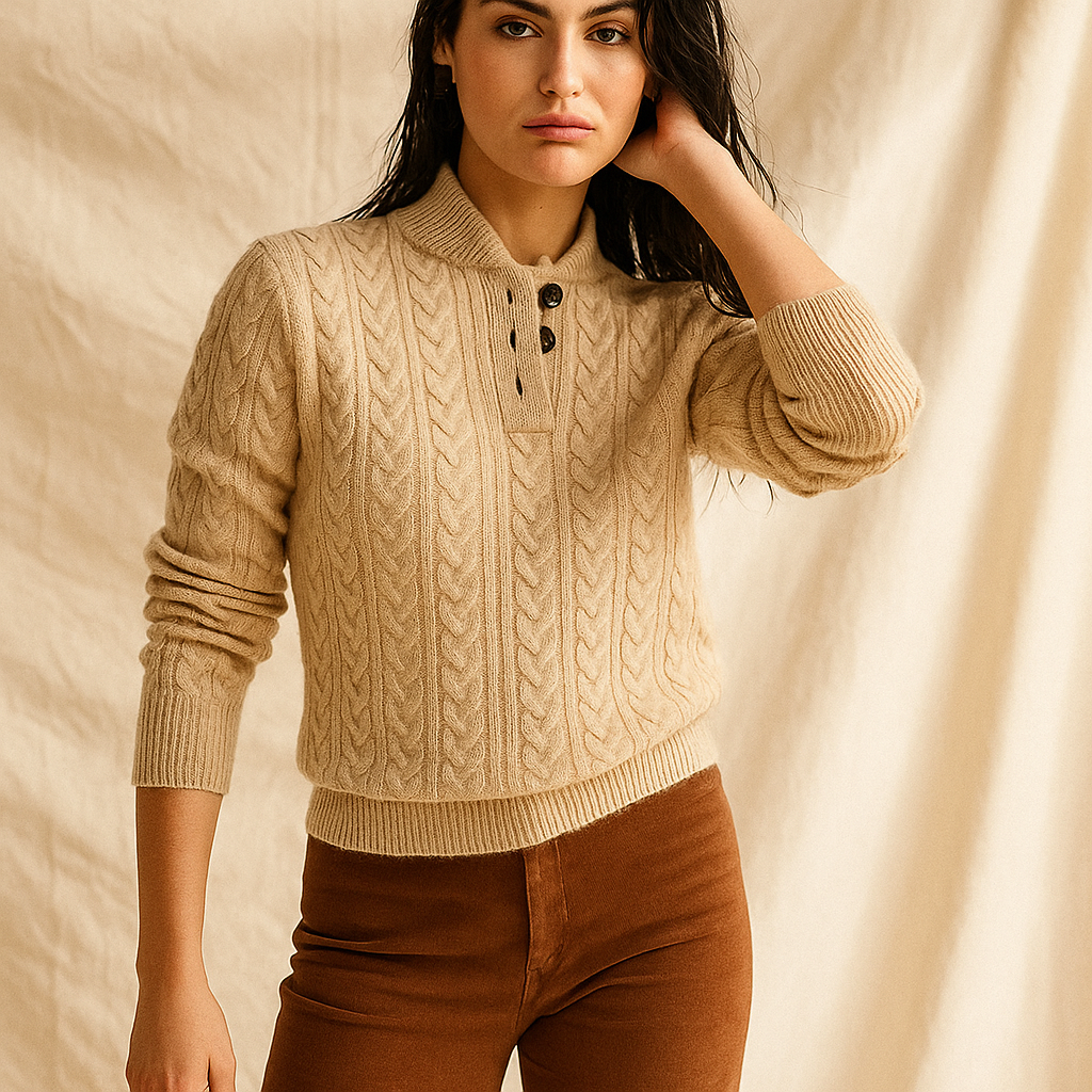 Arden Womens Button-Up Cable Knit Sweater
