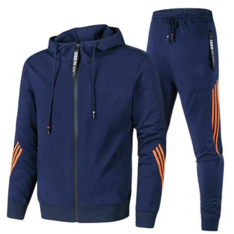 David Mens Two-Piece Hoodie Set with Matching Pants in Navy