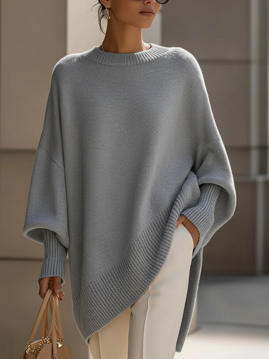 Marie Womens Oversized Poncho Sweater in Grey