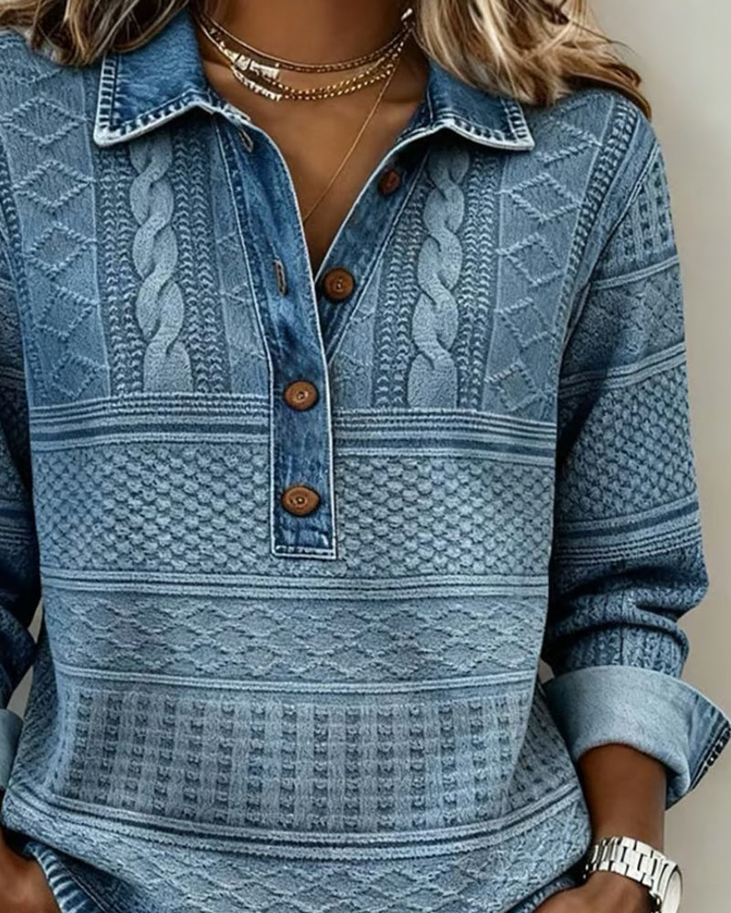 Kelli Womens Cable Knit Sweater with Collar