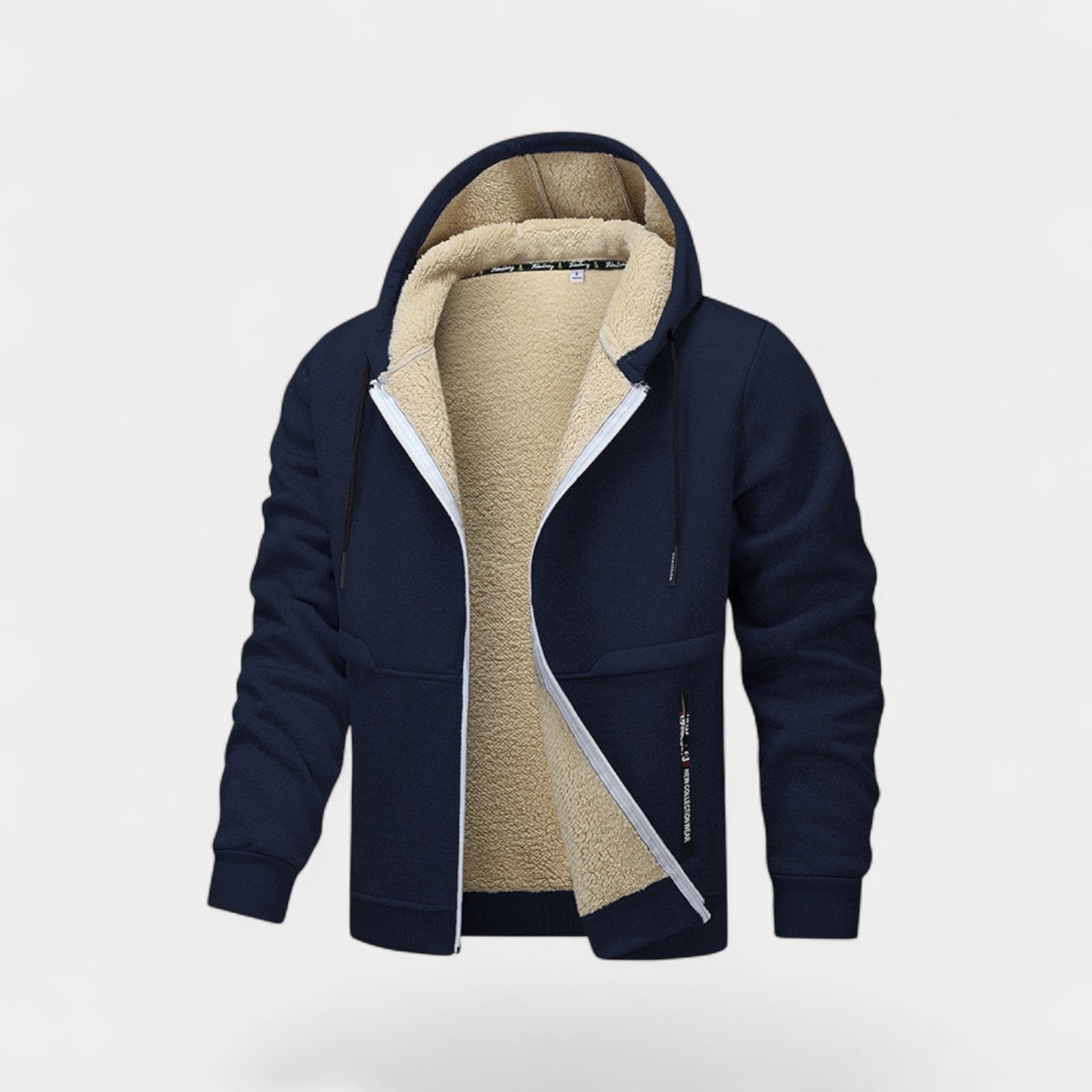 Men’s sherpa fleece zipped hooded cardigan – relaxed fit