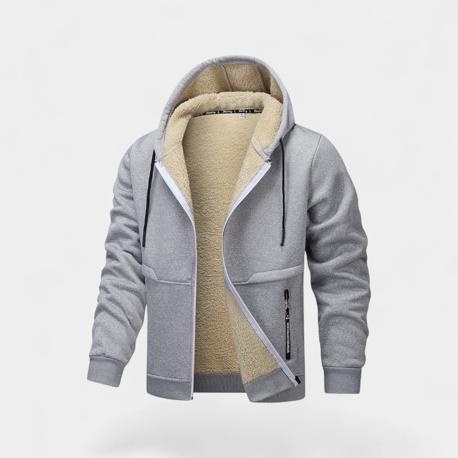 Men’s sherpa fleece zipped hooded cardigan – relaxed fit