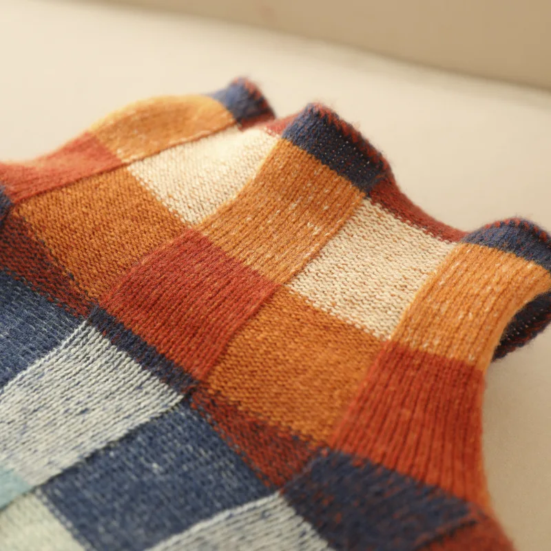 Holly Womens Cashmere Sweater with Block Check