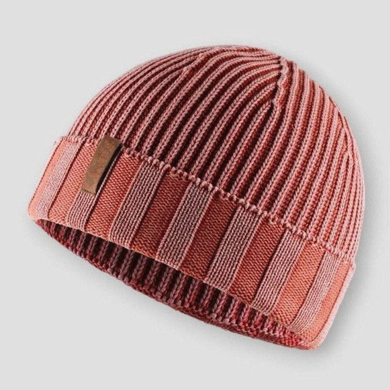 Adam Mens Knitted Beanie with Vintage Knit in Orange