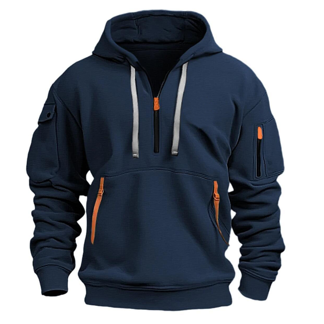 Samuel Mens Hoodie with Zip Pockets in Navy