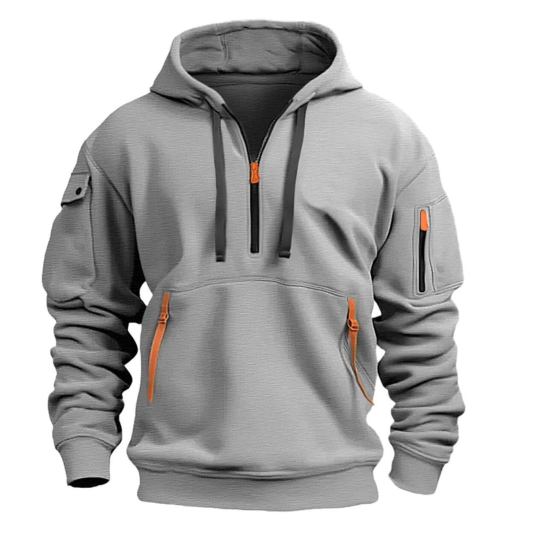 Samuel Mens Hoodie with Zip Pockets in Light Grey