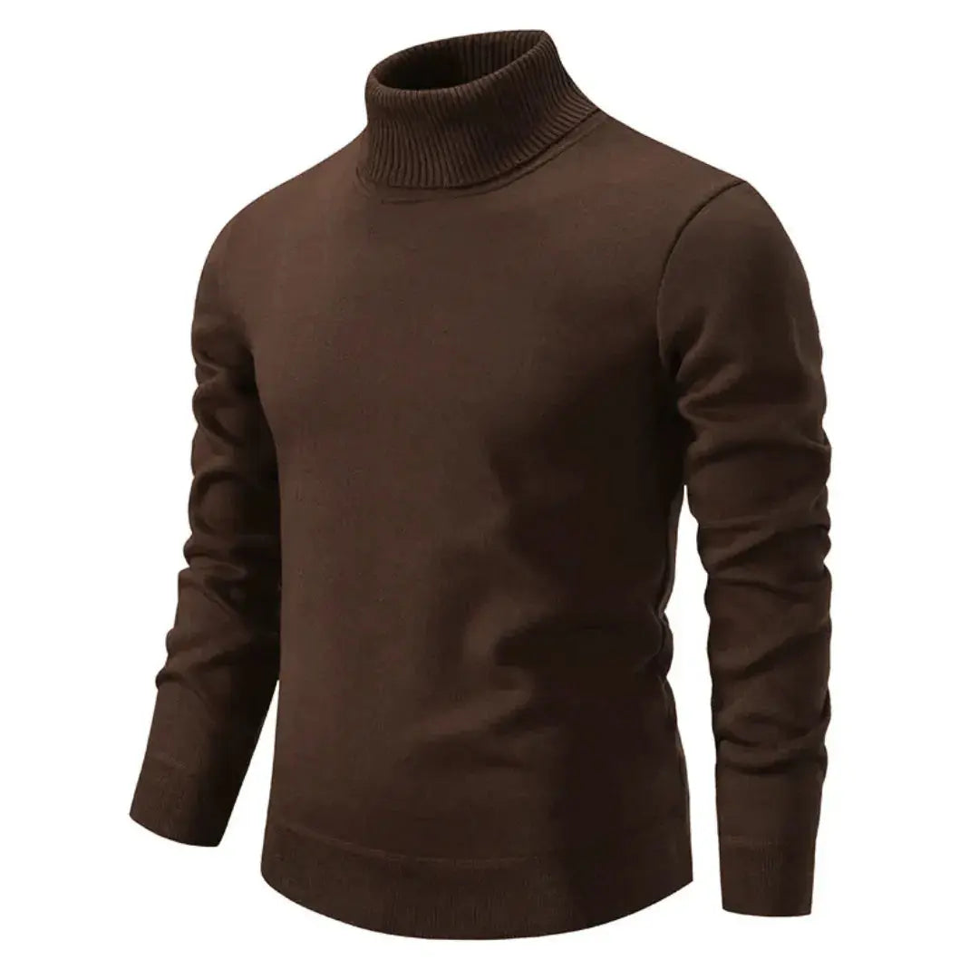 Alex Mens Turtleneck Sweater in Soft Knit Blend in Brown