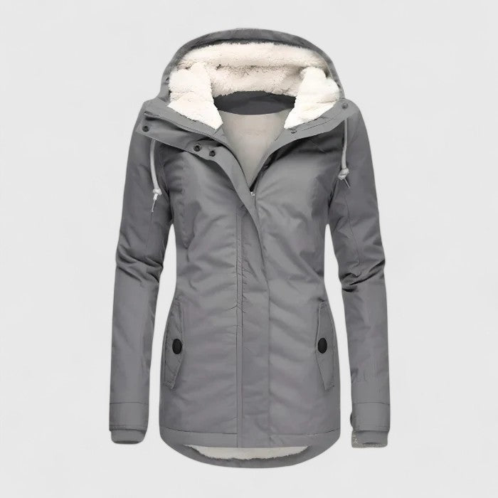 Margot Womens Winter Jacket with Adjustable Hood in Grey