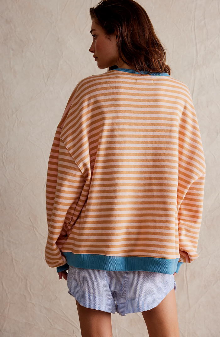 Crystal Womens Oversized Striped Sweatshirt with Neon Trim