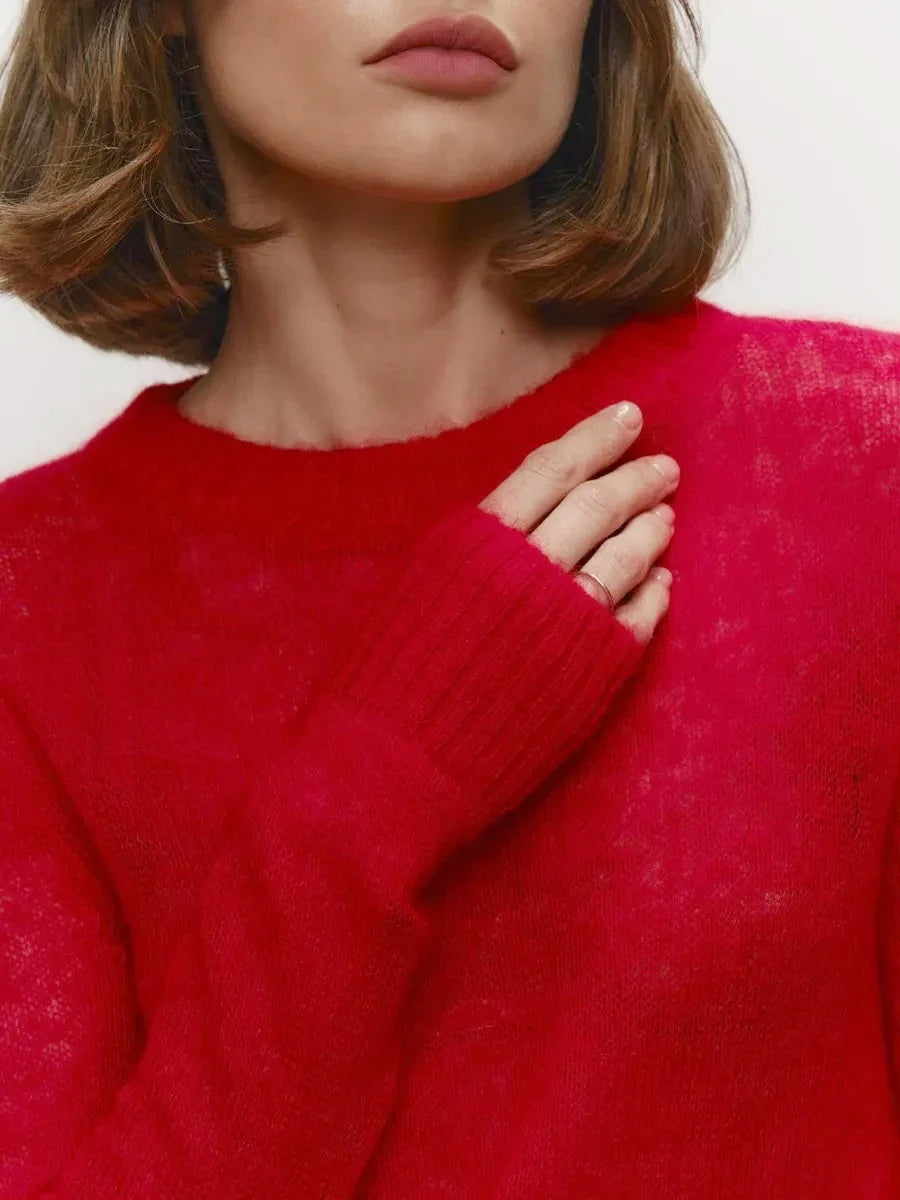 Tanya Womens Crew Neck Knit Sweater