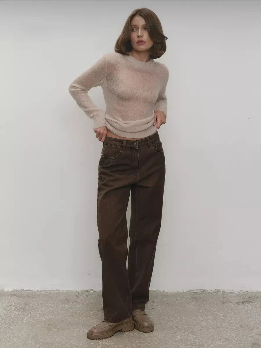 Tanya Womens Crew Neck Knit Sweater