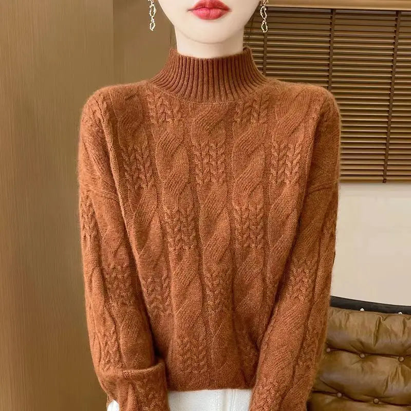 Rachel Womens Cable Knit Cashmere Blend Sweater