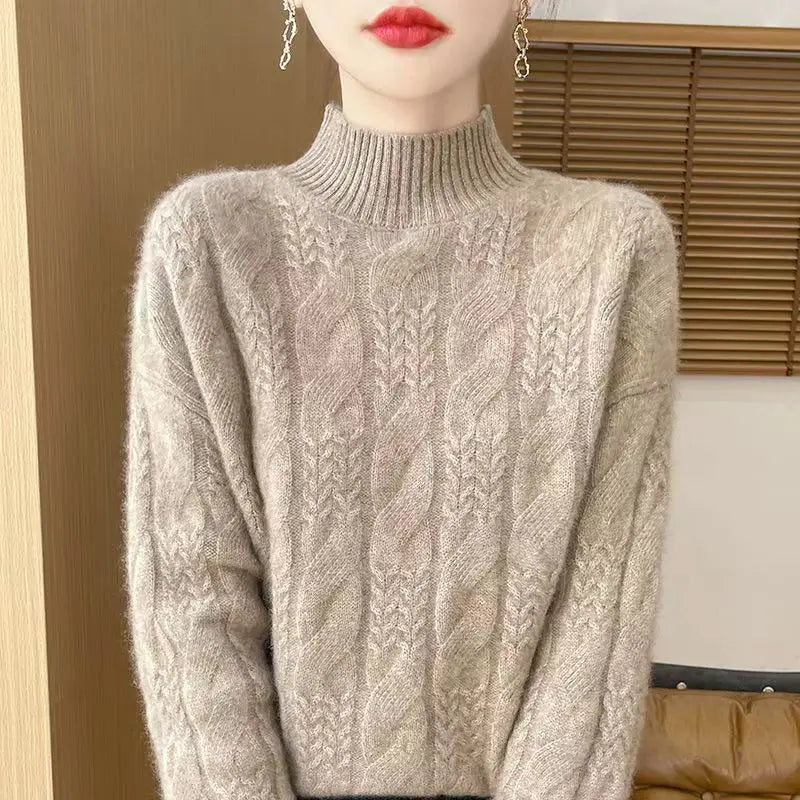 Rachel Womens Cable Knit Cashmere Blend Sweater