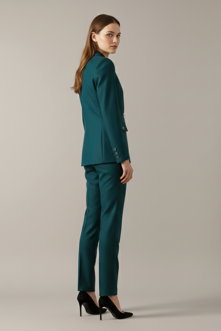 Kara Womens One-Button Blazer Suit Set with Straight Pants