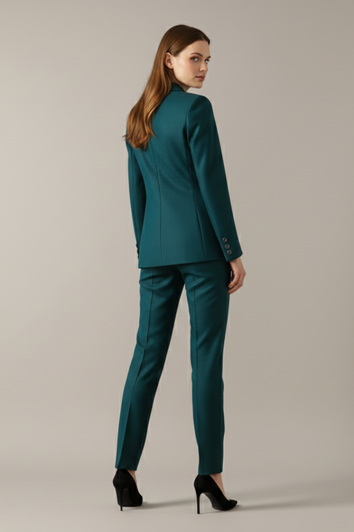 Kara Womens One-Button Blazer Suit Set with Straight Pants