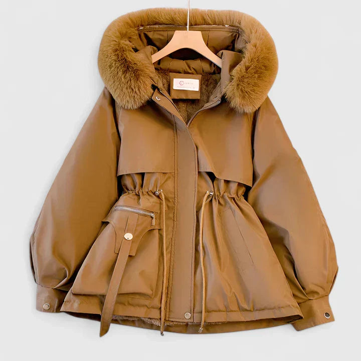 Aya Womens Padded Winter Jacket in Brown