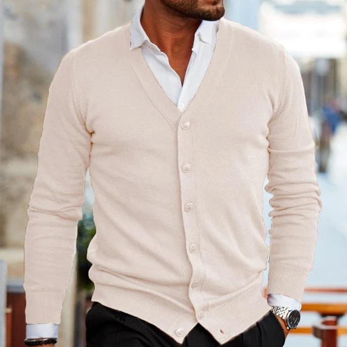 Joel Mens Cardigan Sweater with V-Neck and Buttons