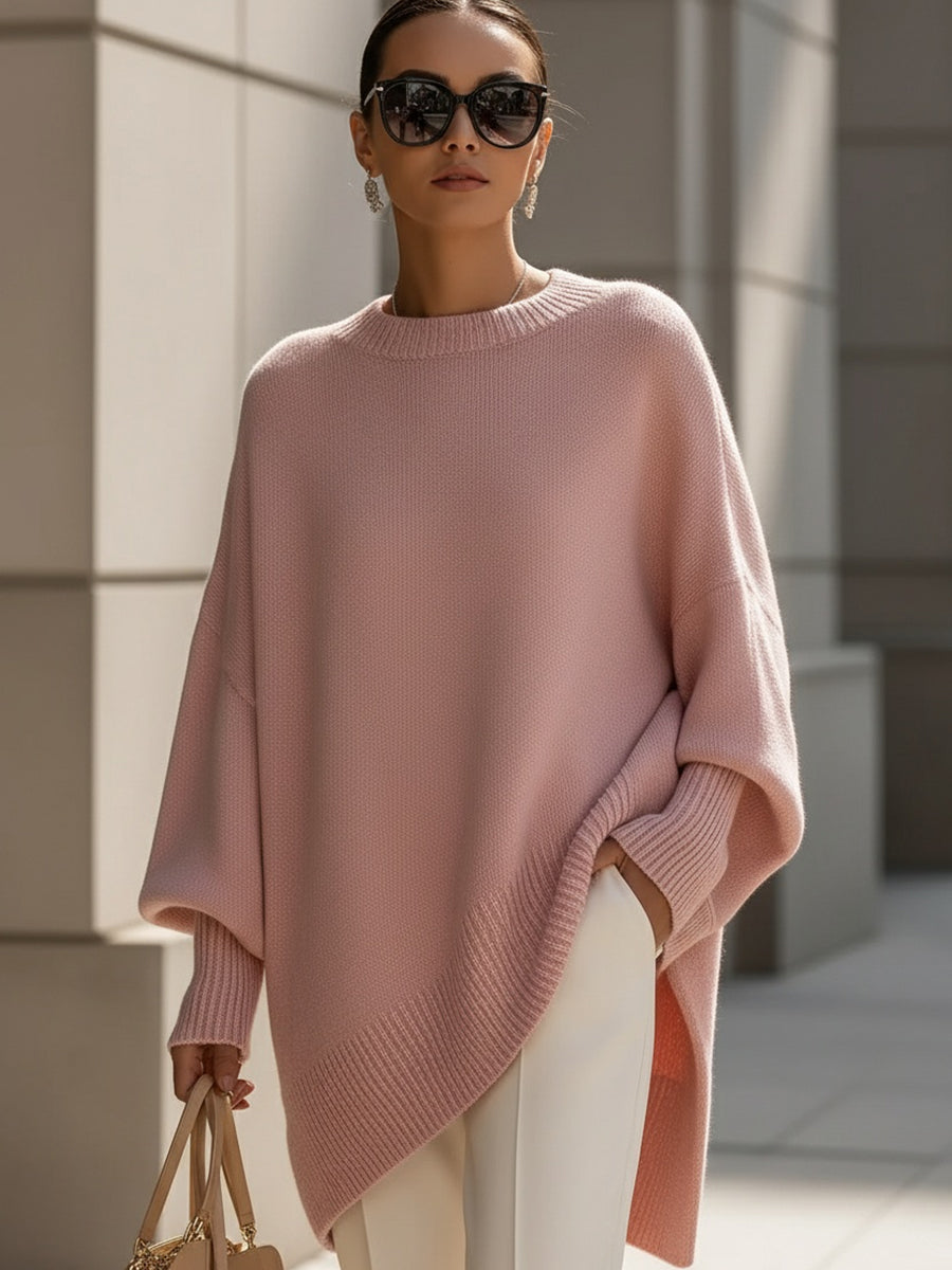 Marie Womens Oversized Poncho Sweater in Pink