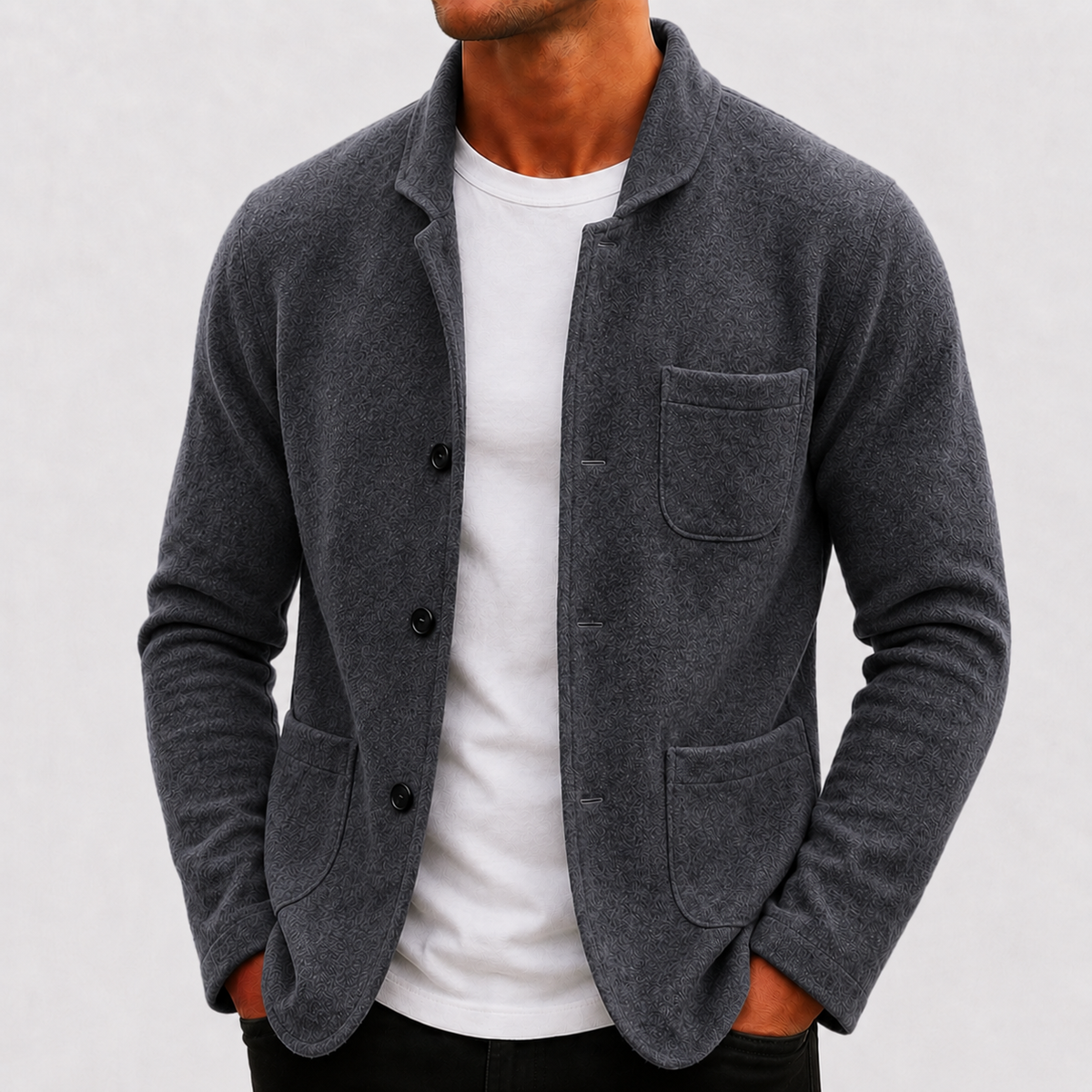 James Mens Slim Fit Knit Cardigan in Black