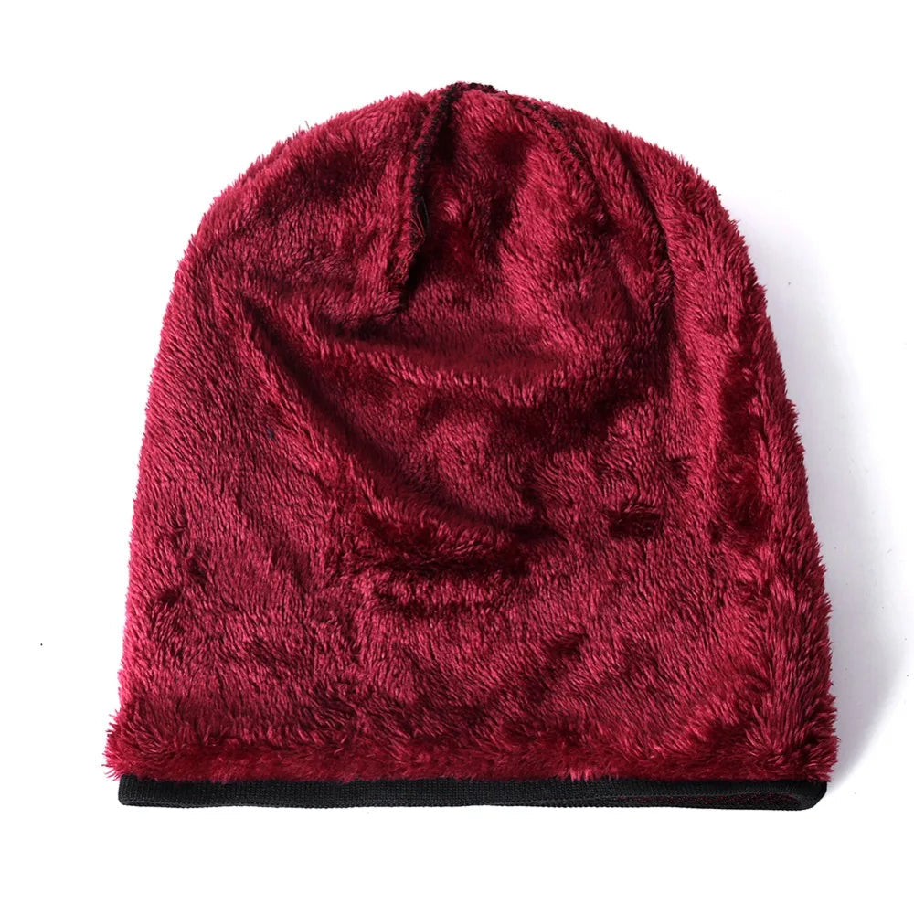 Sean Unisex Herringbone Knit Beanie with Faux Fur Lining