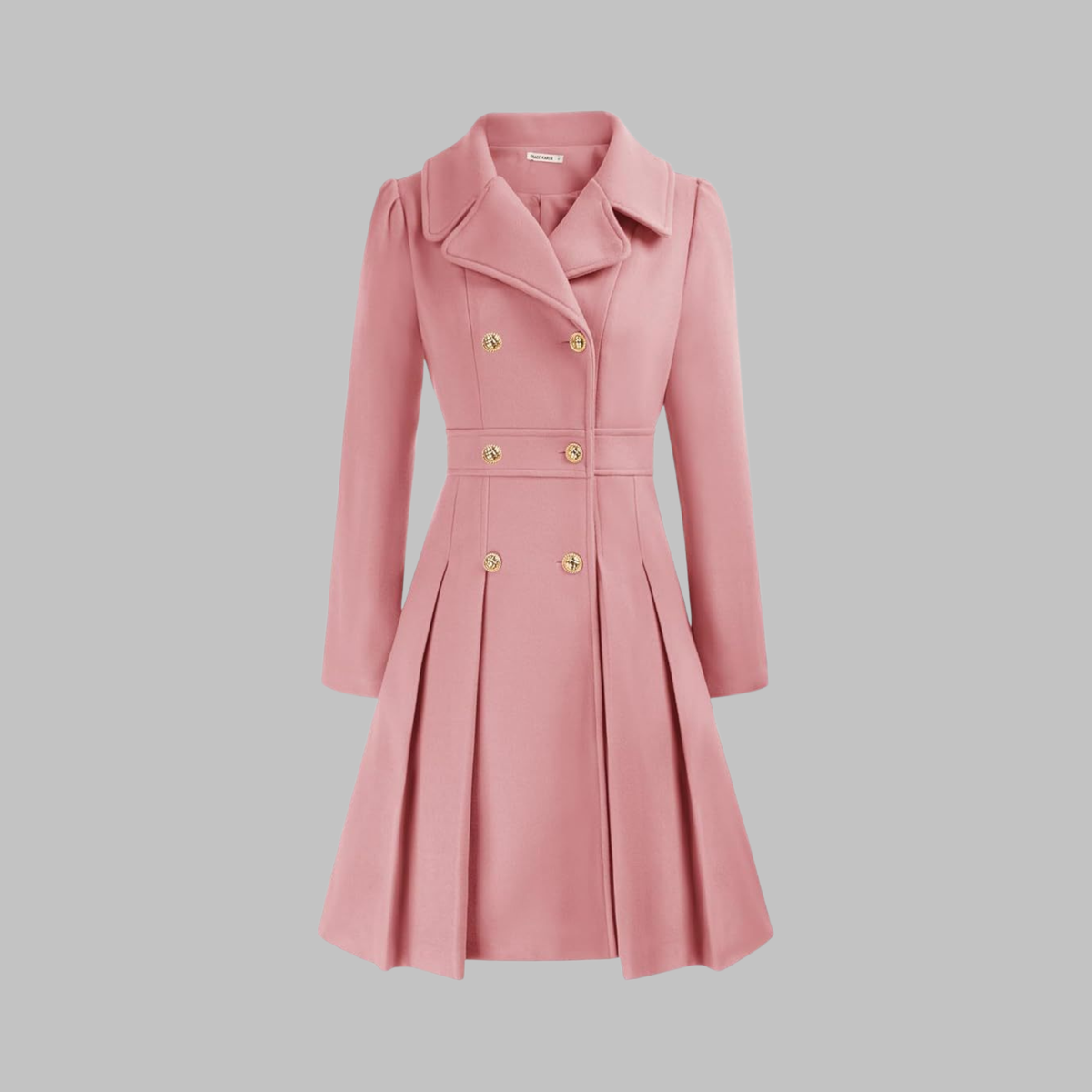 Dami Womens Double Button Coat with Long Sleeves in Pink