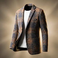 Alexander | Mens Houndstooth Wool Blend Blazer | Notch Lapels, Two-Button, Multi-Pocket | Brown or Grey XS-2XL