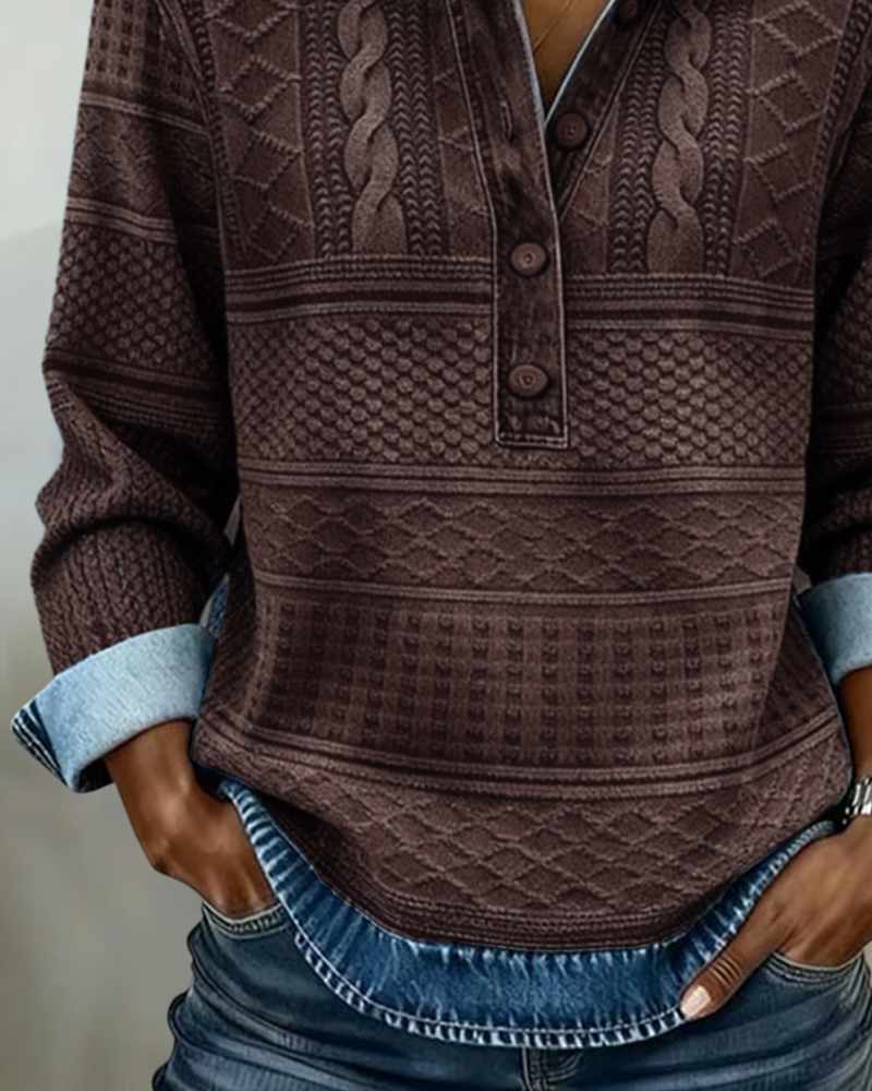 Kelli Womens Cable Knit Sweater with Collar