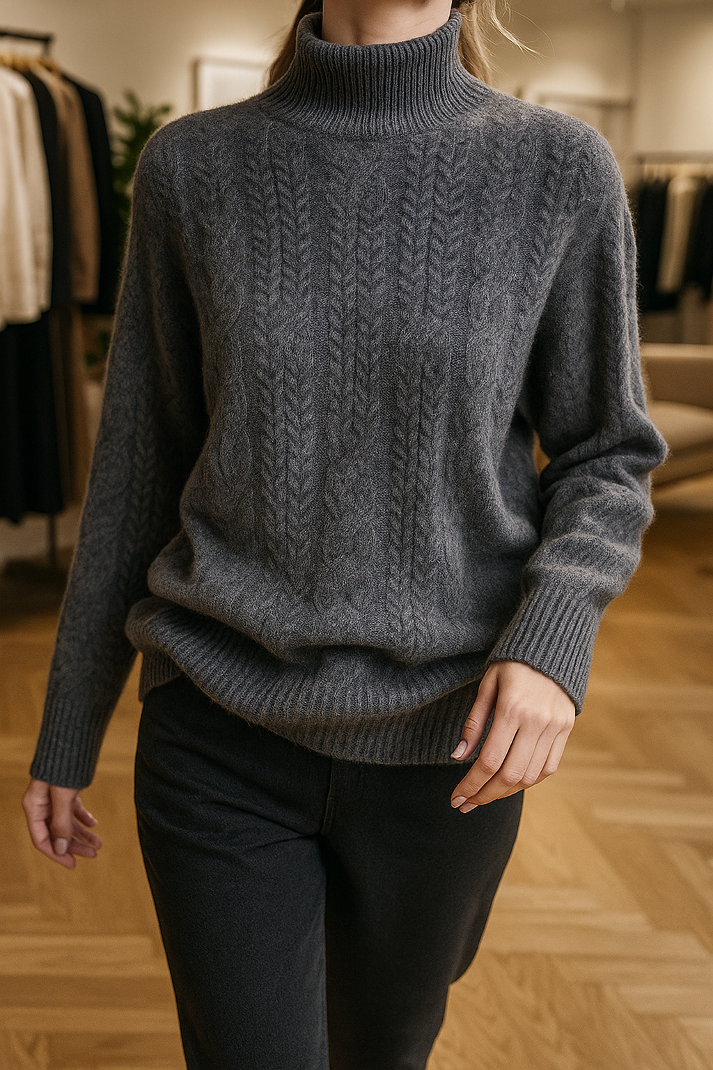 Rachel Womens Cable Knit Cashmere Blend Sweater