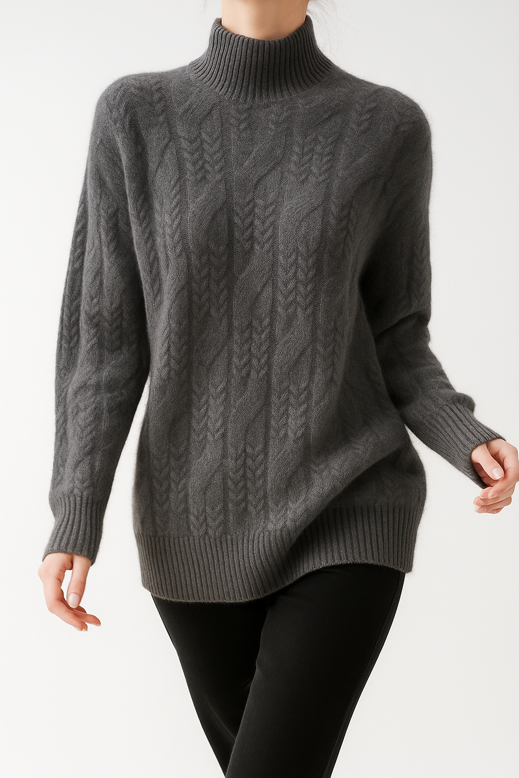 Rachel Womens Cable Knit Cashmere Blend Sweater