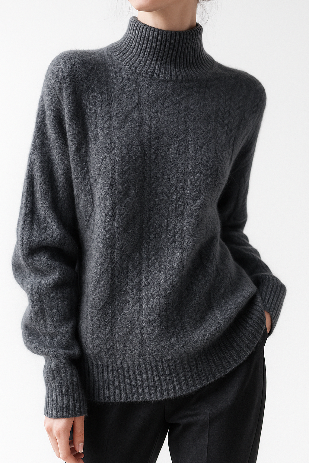 Rachel Womens Cable Knit Cashmere Blend Sweater