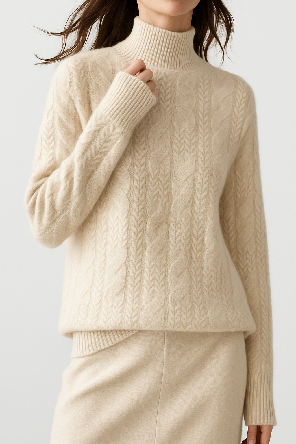 Rachel Womens Cable Knit Cashmere Blend Sweater