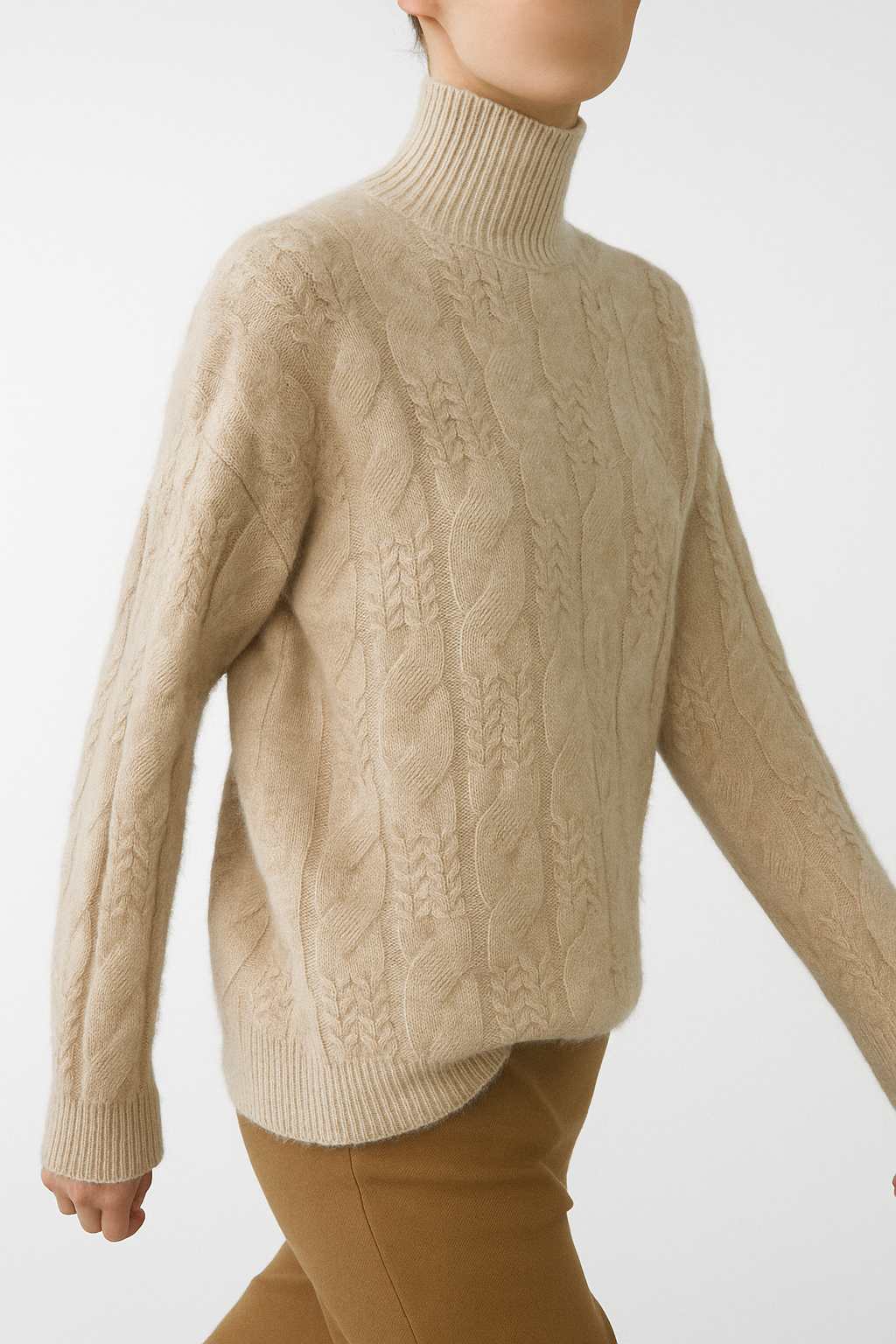 Rachel Womens Cable Knit Cashmere Blend Sweater