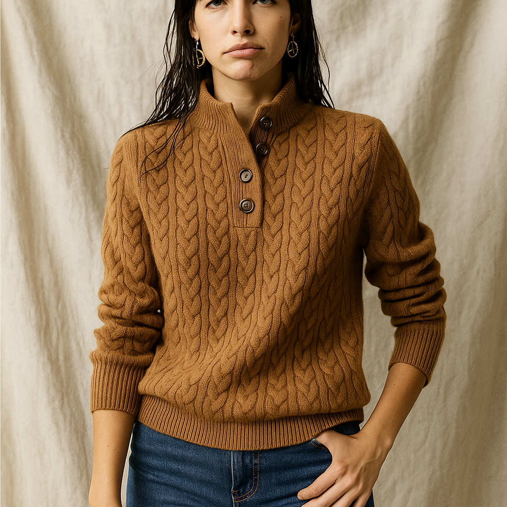 Arden Womens Button-Up Cable Knit Sweater