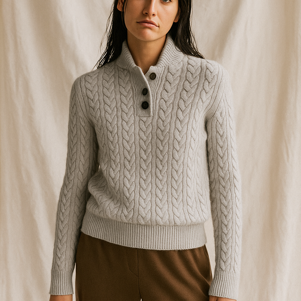 Arden Womens Button-Up Cable Knit Sweater