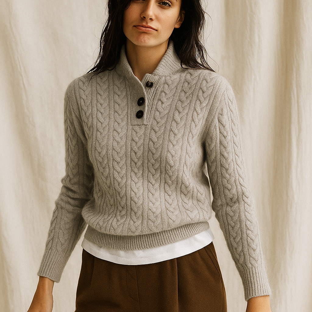 Arden Womens Button-Up Cable Knit Sweater