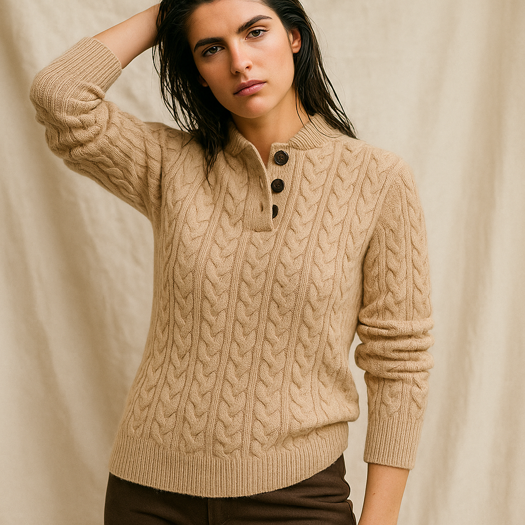 Arden Womens Button-Up Cable Knit Sweater