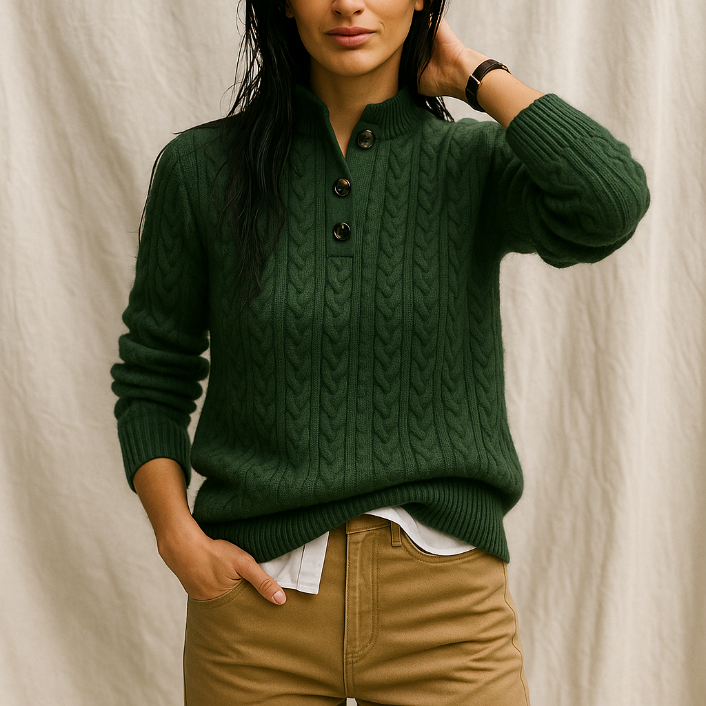 Arden Womens Button-Up Cable Knit Sweater