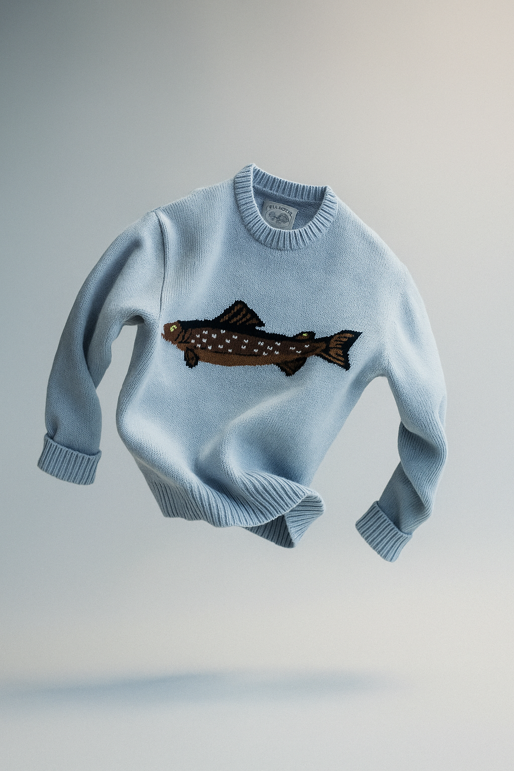 Hadley Womens Half-Zip Knit Sweater with Fish Pattern
