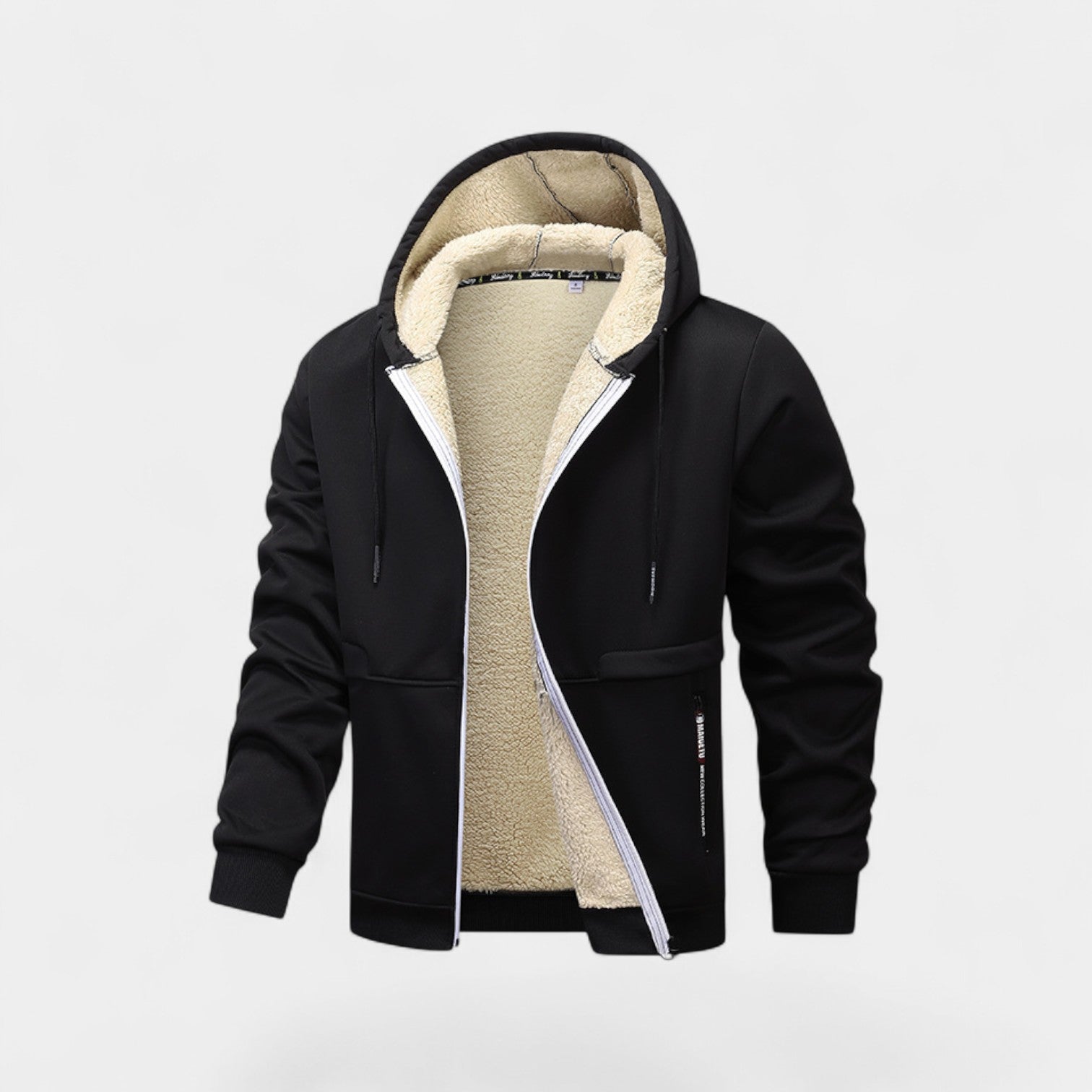 Men’s sherpa fleece zipped hooded cardigan – relaxed fit