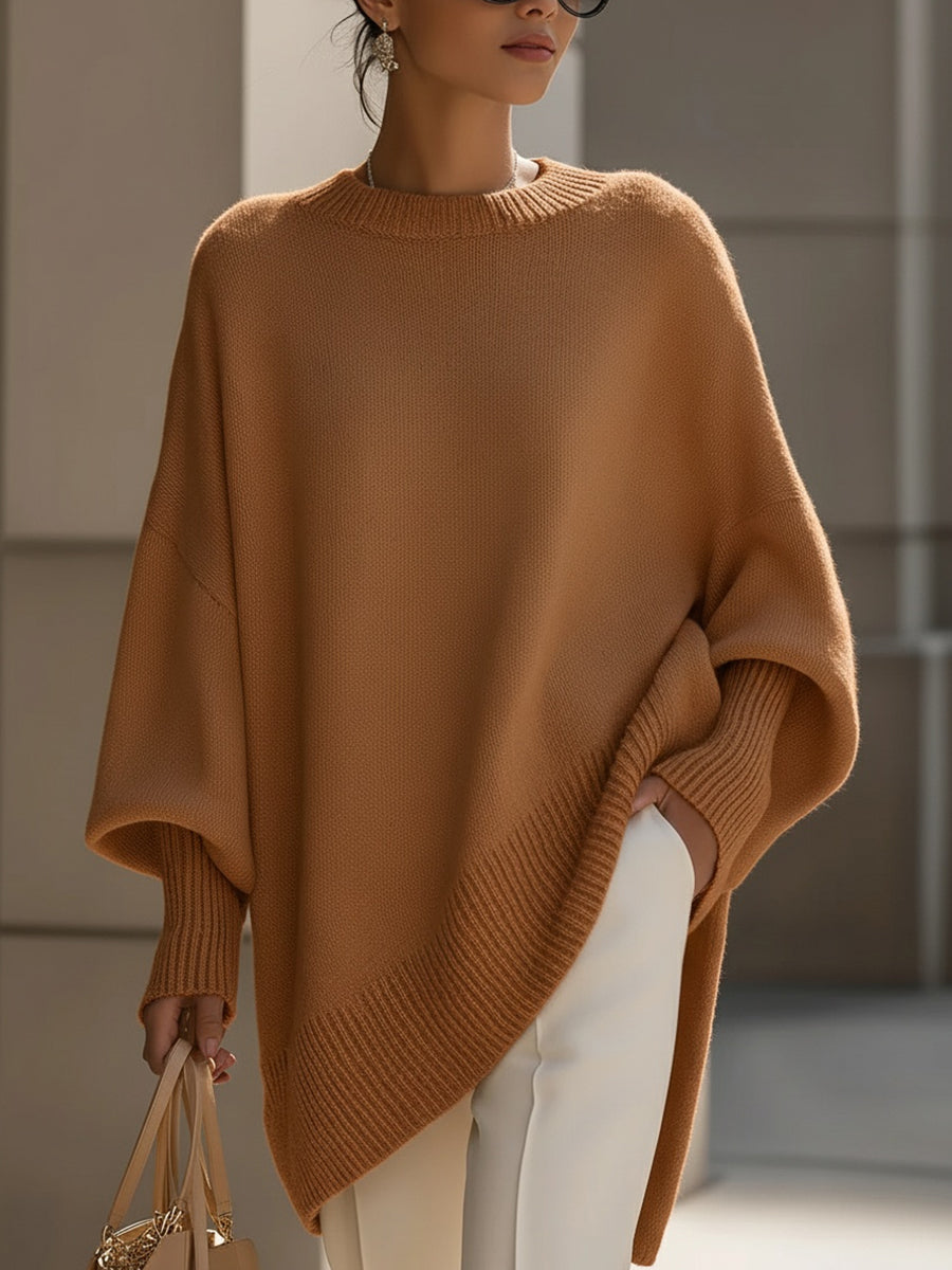 Marie Womens Oversized Poncho Sweater in Brown